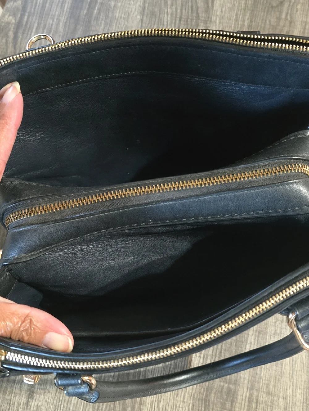 Coach Brooklyn 28 Black Pebbled Leather Satchel with Gold Hardware - Picture 5 of 5